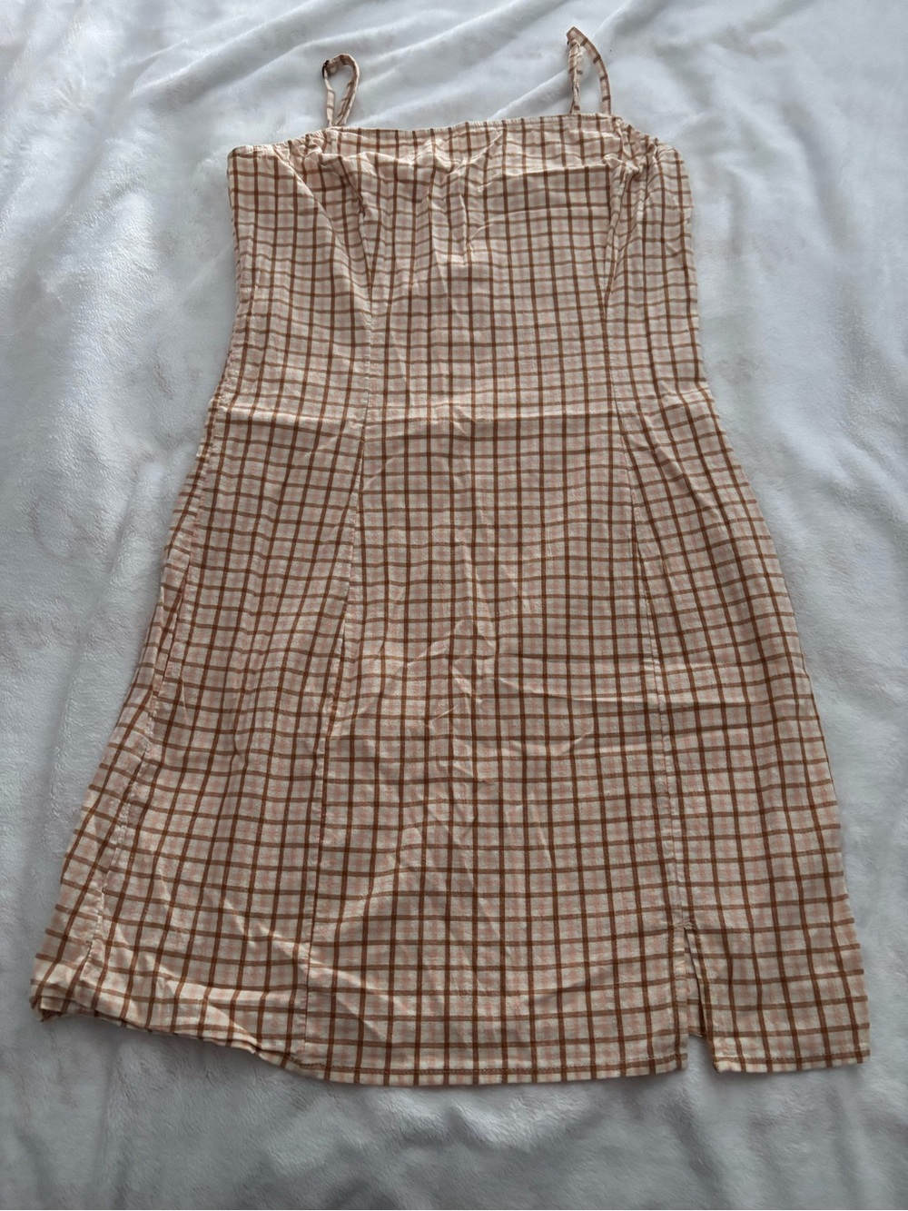 Billabong Beige Plaid Spaghetti Strap Sundress
